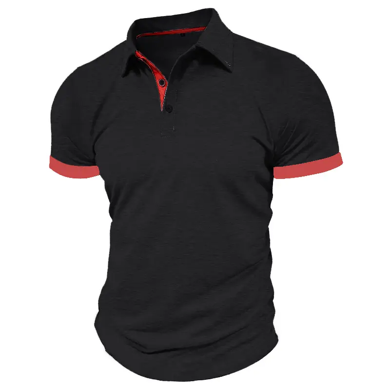 Summer Men's Lightweight Short Sleeve Polo T-Shirt Lapel Design Solid Color Breathable Streetwear for Jogging Sport Activities