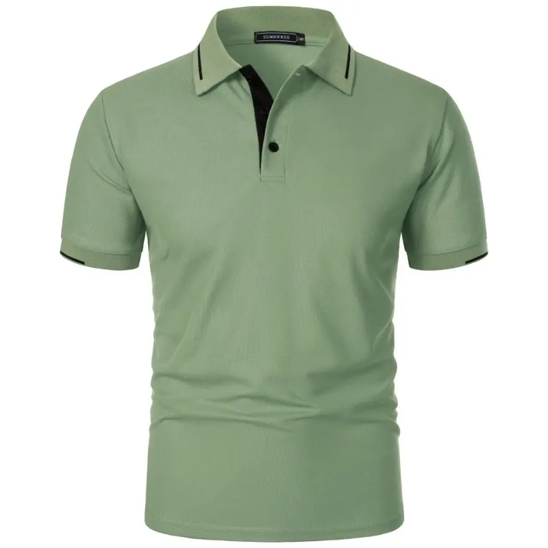 Summer Men's Short Sleeve T-Shirt Button Classic Fit Casual Polo Shirts Pullover Shirts Outdoor Solid Color Lightweight Tops