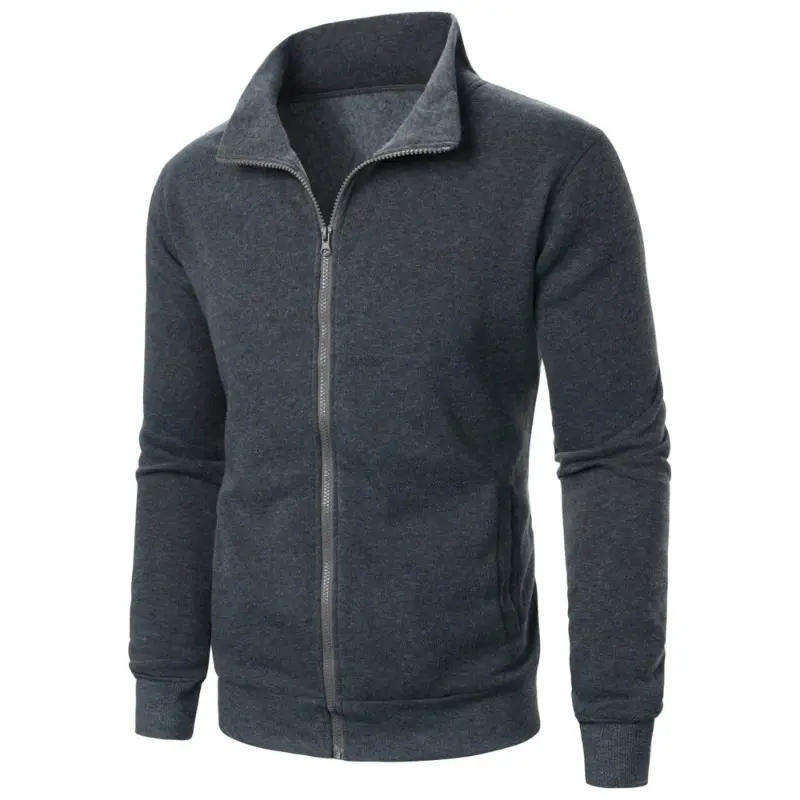 Autumn Men's Long Sleeve Zipper Jacket Coats Solid Color Warm Sweatshirts Casual Baseball Jacket Outdoor Streetwear