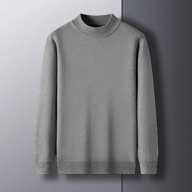 Autum Mens Long Sleeve Knitted Half Turtleneck Sweaters Solid Color Pullover Streetwear Warm Breathable Sweater Oversized Coats