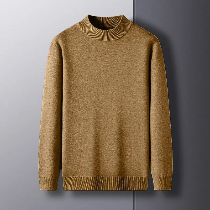 Autum Mens Long Sleeve Knitted Half Turtleneck Sweaters Solid Color Pullover Streetwear Warm Breathable Sweater Oversized Coats