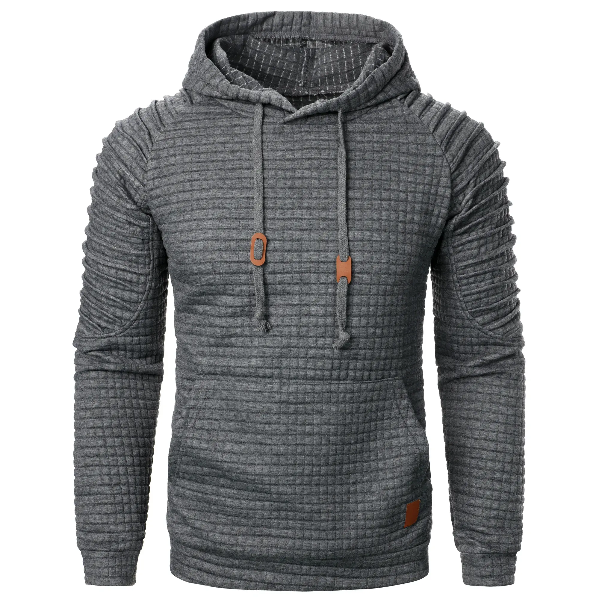 Men's Long Sleeve Plaid Hoodie Streetwear Autumn Mens Lightweight Sweatshirt Coat Sport Tracksuit Men Solid Color Basic Hooded