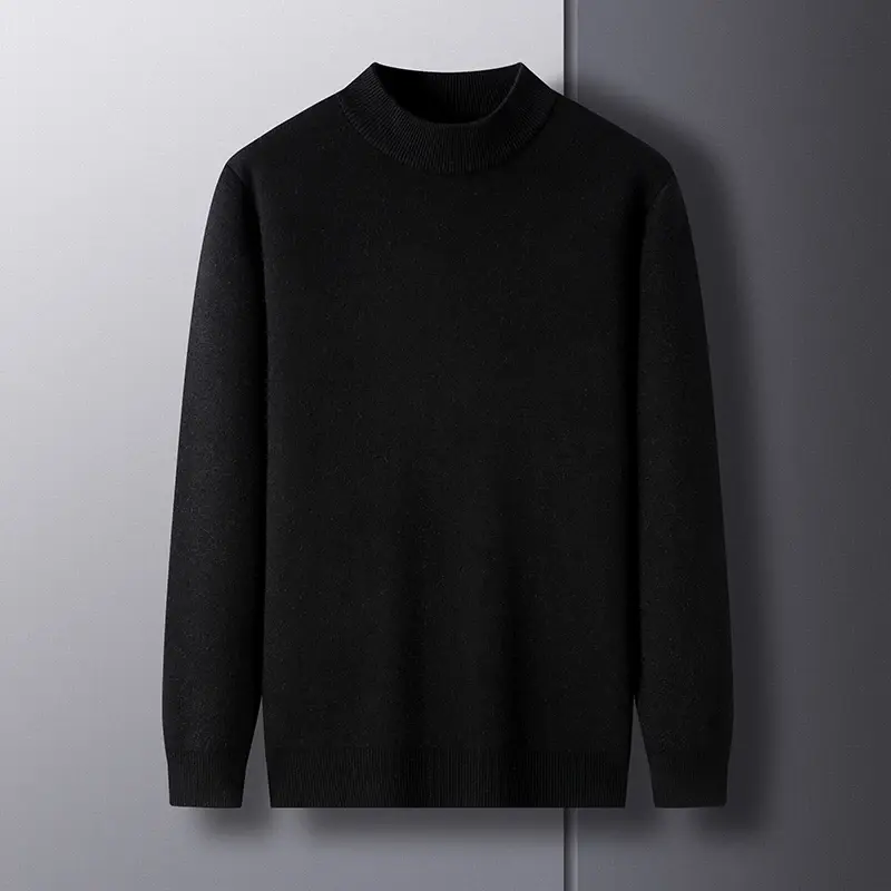 Autum Mens Long Sleeve Knitted Half Turtleneck Sweaters Solid Color Pullover Streetwear Warm Breathable Sweater Oversized Coats