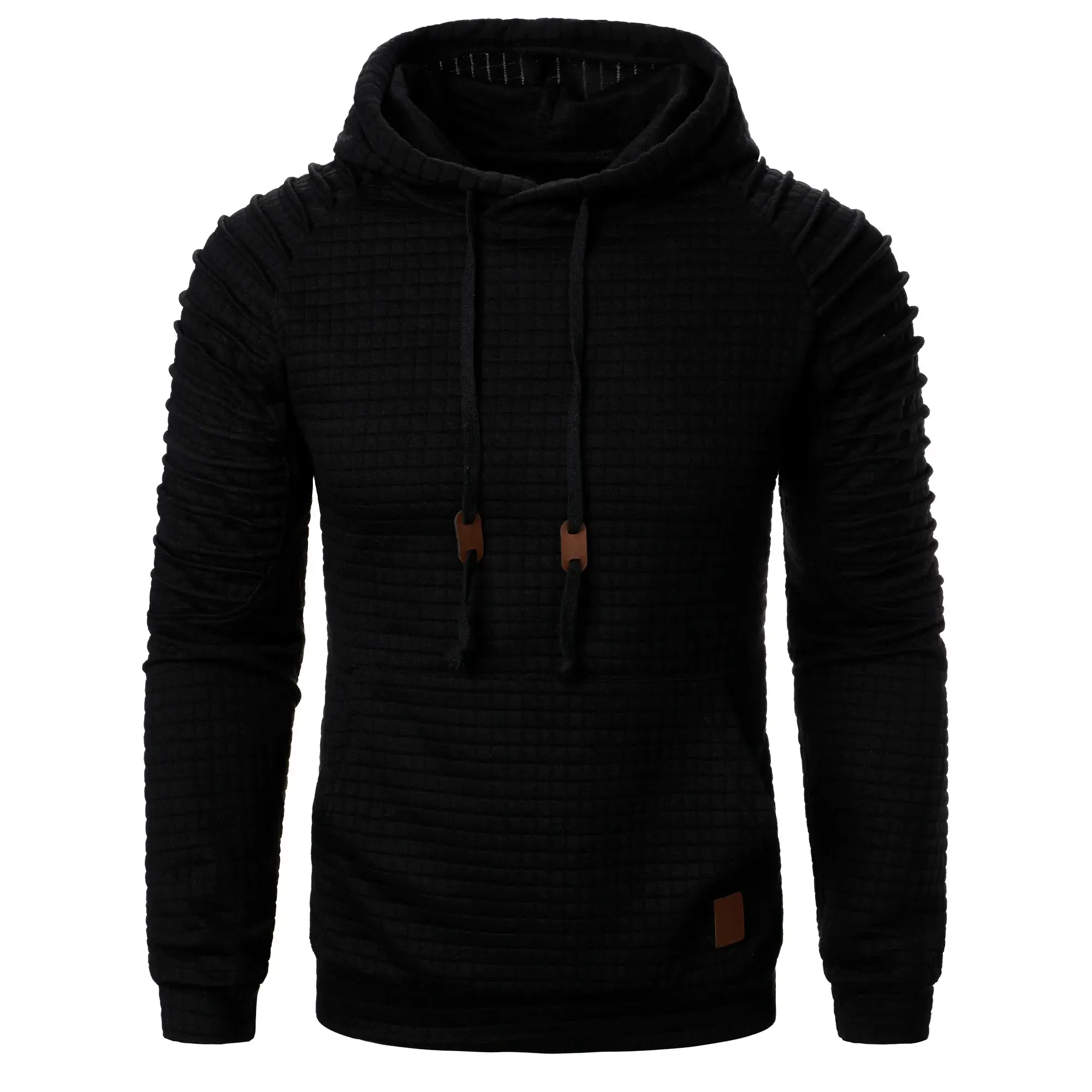 Men's Long Sleeve Plaid Hoodie Streetwear Autumn Mens Lightweight Sweatshirt Coat Sport Tracksuit Men Solid Color Basic Hooded