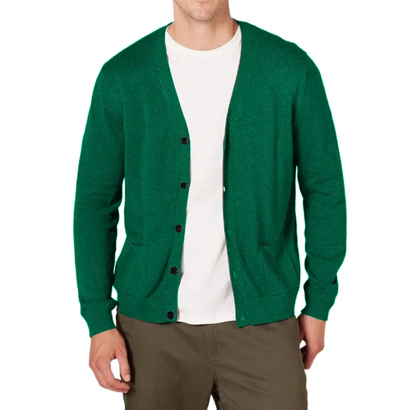 New Mens Long Sleeve Cardigan Sweater Vintage V-Neck Button Down Streetwear Knitted Sweaters Lightweight Solid Color Outerwear