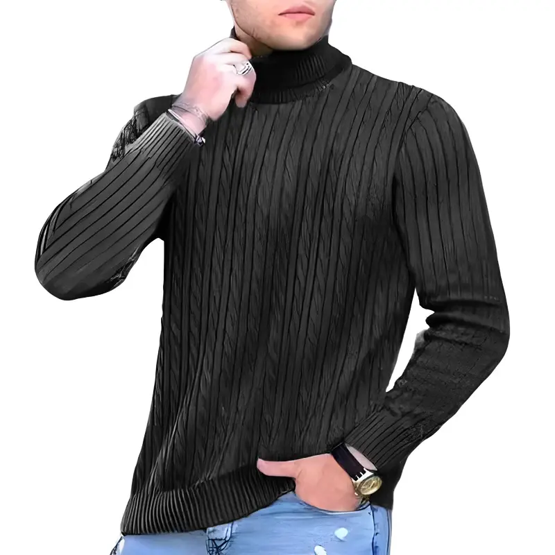 Autumn Men's Turtleneck Knitted Sweaters Winter Warm Oversized Pullover Sweater Breathable Solid Color Streetwear Tracksuit