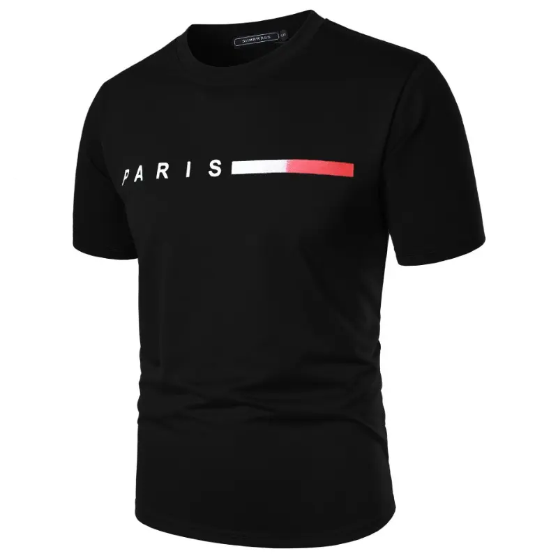 Summer Men's Letter Print Short Sleeve T Shirt Round Neck Casual Tee Tops Summer Breathable Streetwear