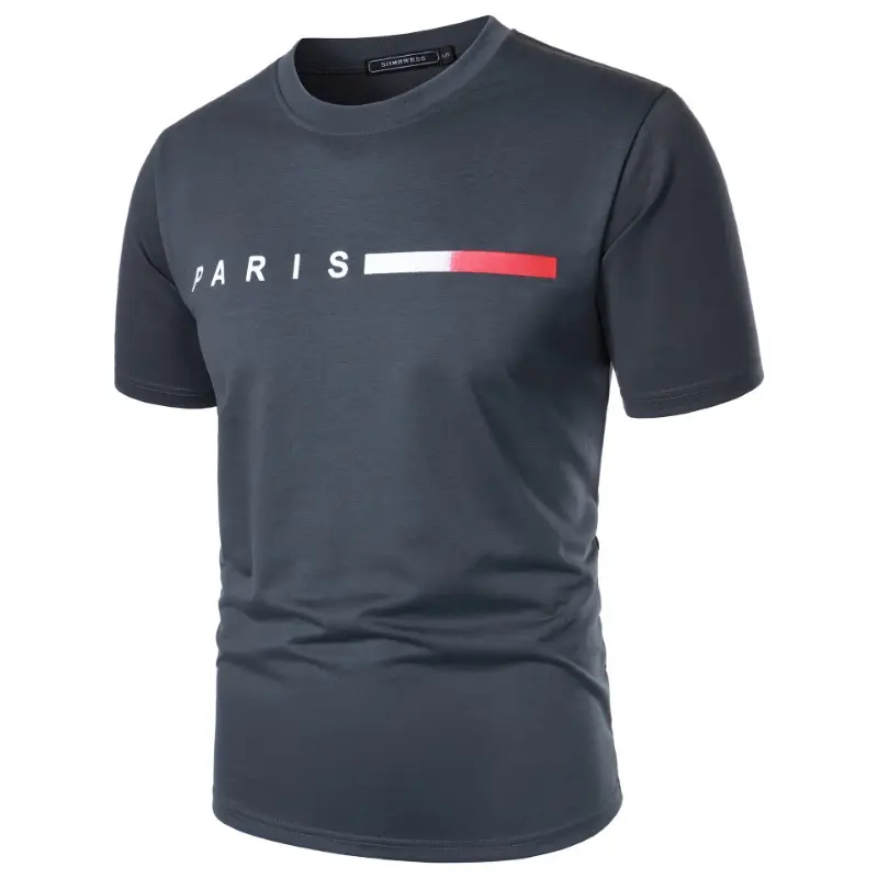 Summer Men's Letter Print Short Sleeve T Shirt Round Neck Casual Tee Tops Summer Breathable Streetwear