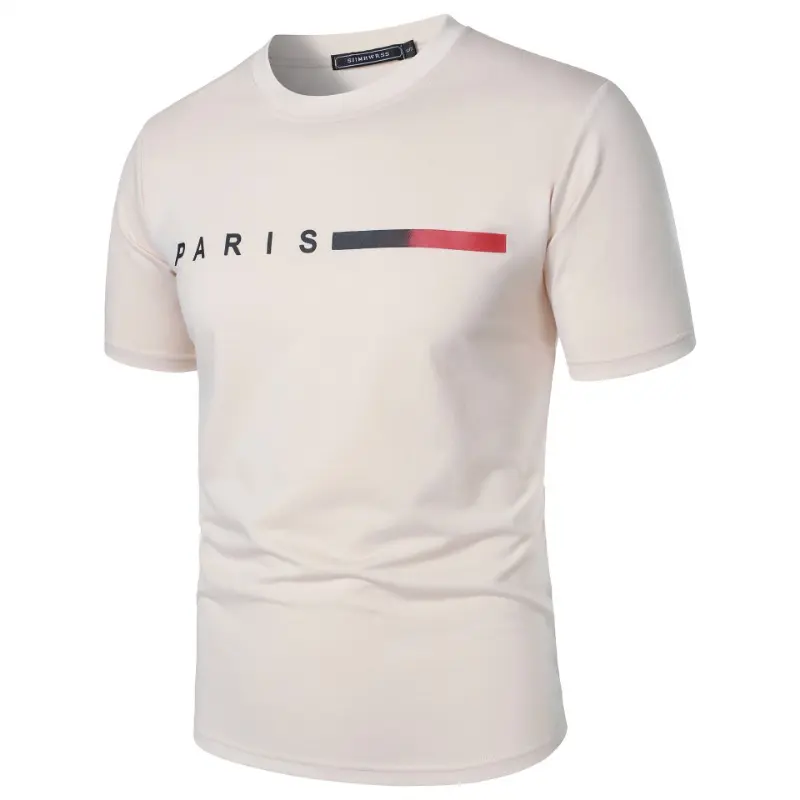 Summer Men's Letter Print Short Sleeve T Shirt Round Neck Casual Tee Tops Summer Breathable Streetwear