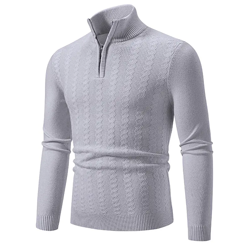 New Men's Sweatwear Solid Color Pullover Sweaters Half Zipper Warm Coats V-neck Long Sleeve Knitted Sweatshirts Winter Top