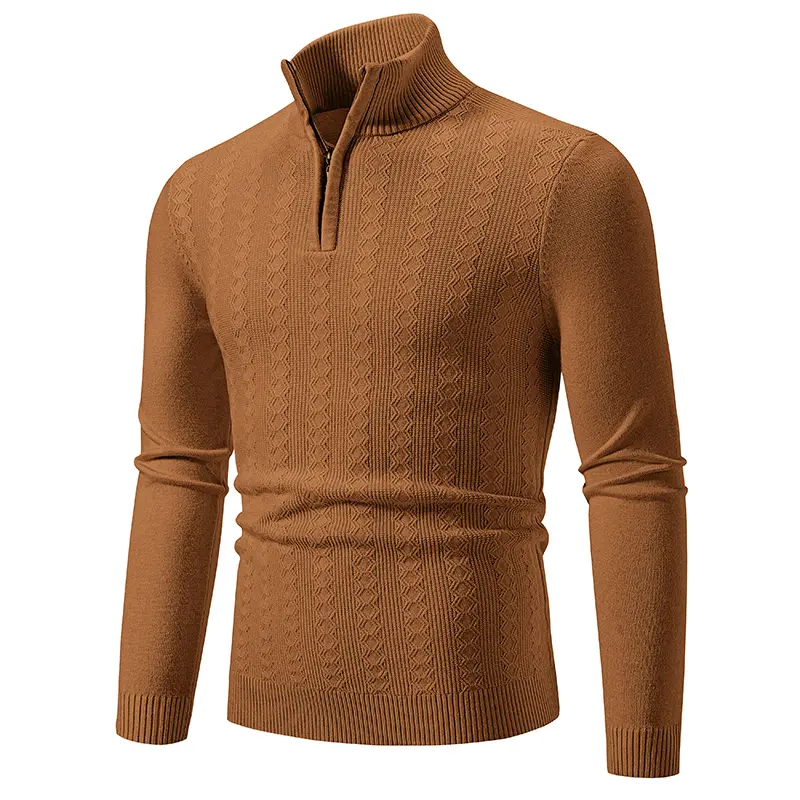 New Men's Sweatwear Solid Color Pullover Sweaters Half Zipper Warm Coats V-neck Long Sleeve Knitted Sweatshirts Winter Top