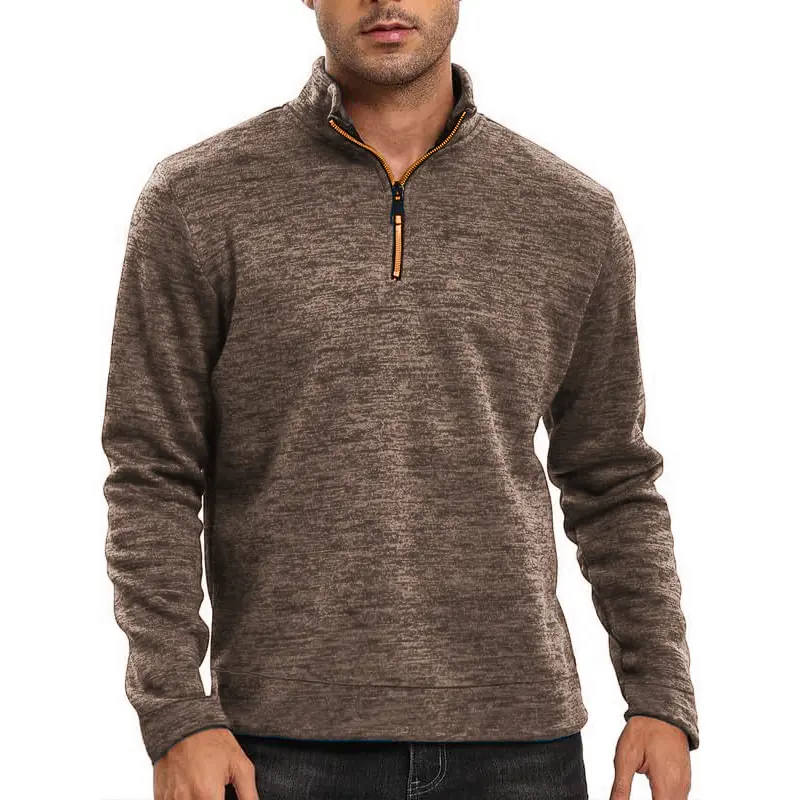 Autumn Men's Half Zipper Thicker Sweatshirts Solid Color Pullover for Male Turtleneck Sweaters Lightweight Warm Jacket Coats
