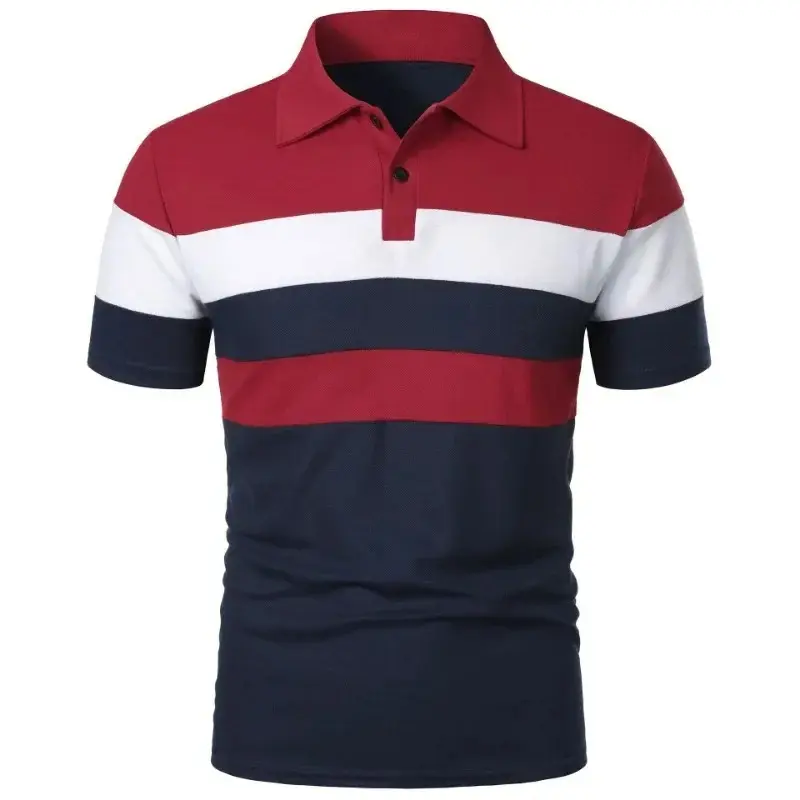 Mens Short Sleeve T-Shirt Lapel Stritching Polo Shirts Lightweight Breathable Streetwear Summer Casual Oversized Shirts Men