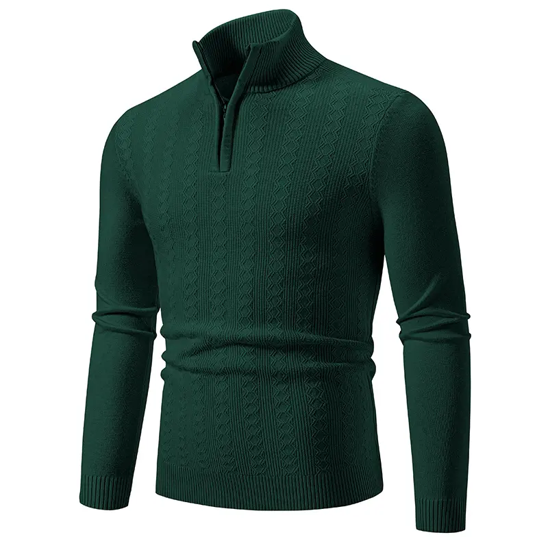 New Men's Sweatwear Solid Color Pullover Sweaters Half Zipper Warm Coats V-neck Long Sleeve Knitted Sweatshirts Winter Top