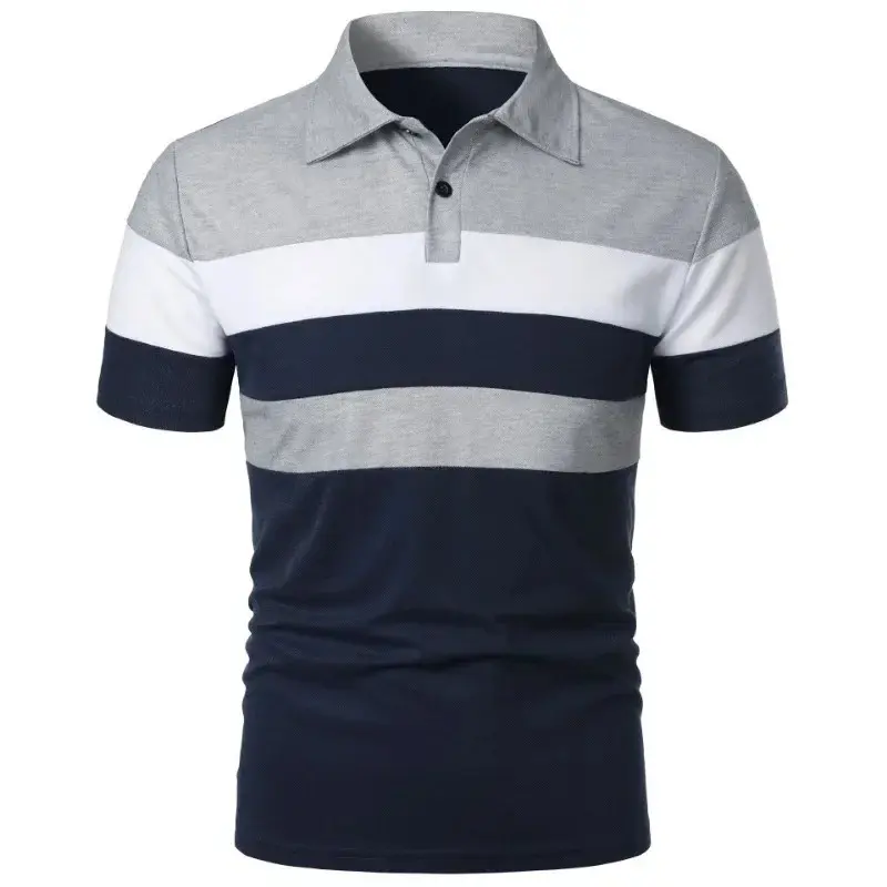 Mens Short Sleeve T-Shirt Lapel Stritching Polo Shirts Lightweight Breathable Streetwear Summer Casual Oversized Shirts Men