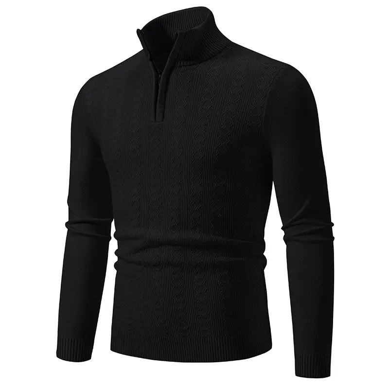 New Men's Sweatwear Solid Color Pullover Sweaters Half Zipper Warm Coats V-neck Long Sleeve Knitted Sweatshirts Winter Top