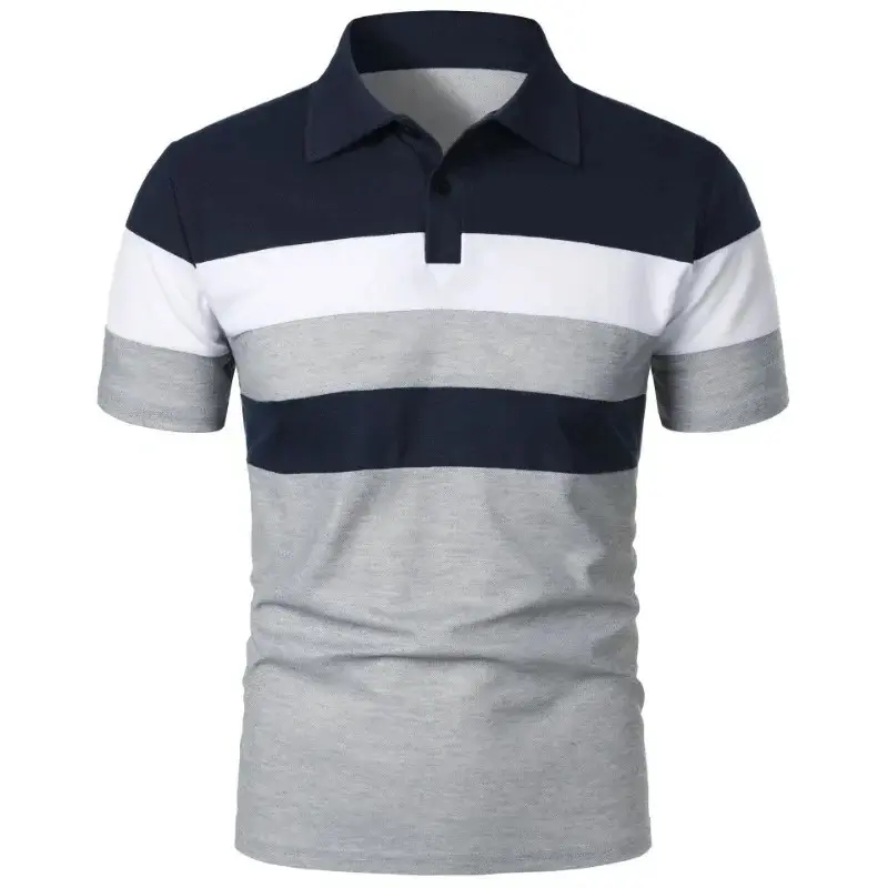 Mens Short Sleeve T-Shirt Lapel Stritching Polo Shirts Lightweight Breathable Streetwear Summer Casual Oversized Shirts Men