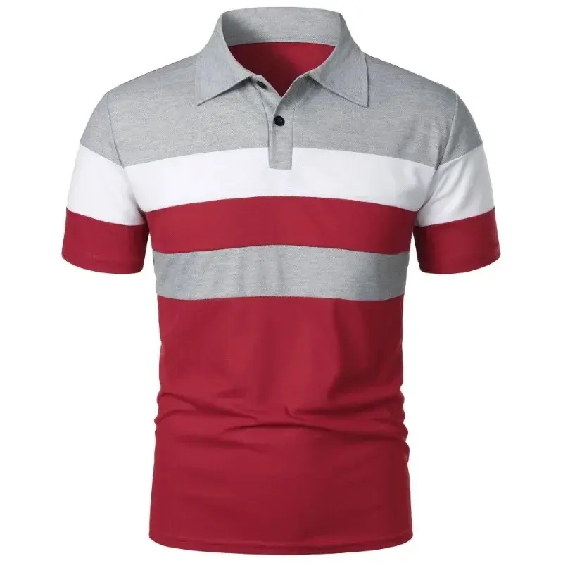Mens Short Sleeve T-Shirt Lapel Stritching Polo Shirts Lightweight Breathable Streetwear Summer Casual Oversized Shirts Men