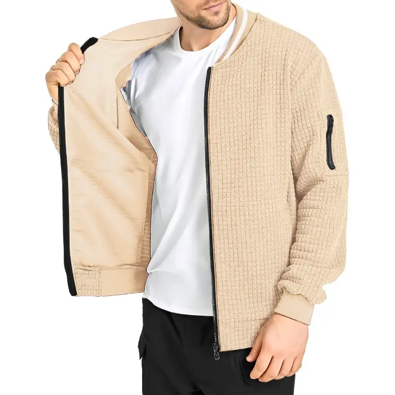 Autumn Mens Long Sleeve Jacket Coats Color-Block Varsity Jacket Lightweight Streetwear New Solid Color Zipper Coat with Pockets