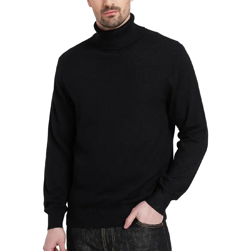 Autumn Mens Knitted Turtleneck Slim Fit Turtleneck Long Sleeve Turtle Neck Ribbed Pullover Sweater Vintage Warm Streetwear