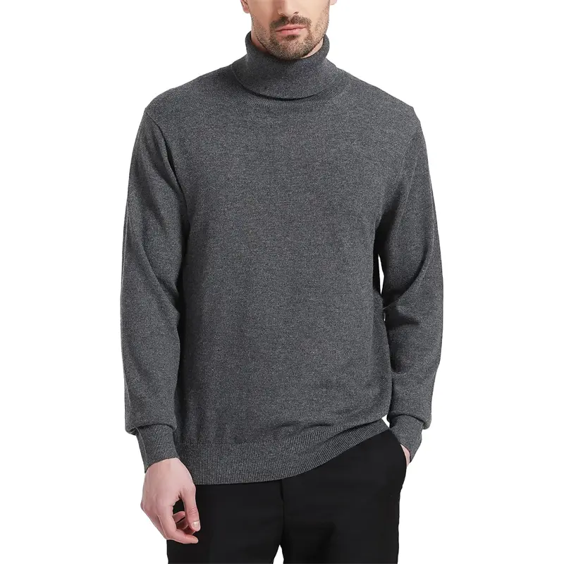 Autumn Mens Knitted Turtleneck Slim Fit Turtleneck Long Sleeve Turtle Neck Ribbed Pullover Sweater Vintage Warm Streetwear