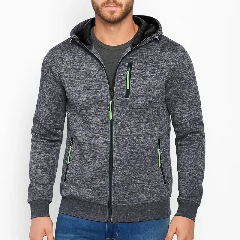 Outdoor Men Hoodies Casual Hoodies for Men with Zip Pockets Full Zip Long Sleeve Sweatshirt Sports Lightweight Hooded Jacket