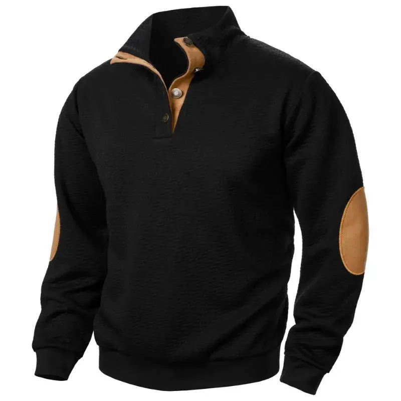 Men's Casual Jacket Coats Casual Long Sleeve Stand Collar Button Pullover Sweatshirts Outdoor Mock Neck Streetwear for Men