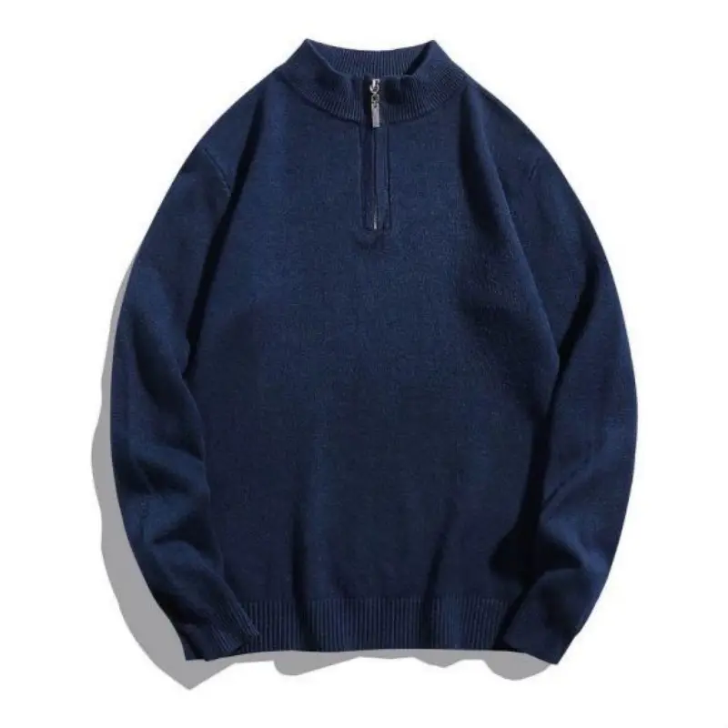 Men's Quarter-Zip Sweater Pure Mock Neck Knit Long Sleeve Pullover Sweater Turtleneck Streetwear Autumn Long Sleeve Coats