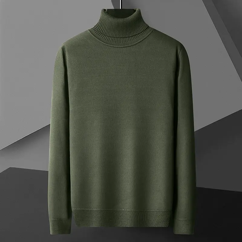 Men's Casual Slim Fit Basic Tops Long Sleeve Knitted Streetwear Lightweight Turtleneck Pullover Sweater Solid Color Sweater Men