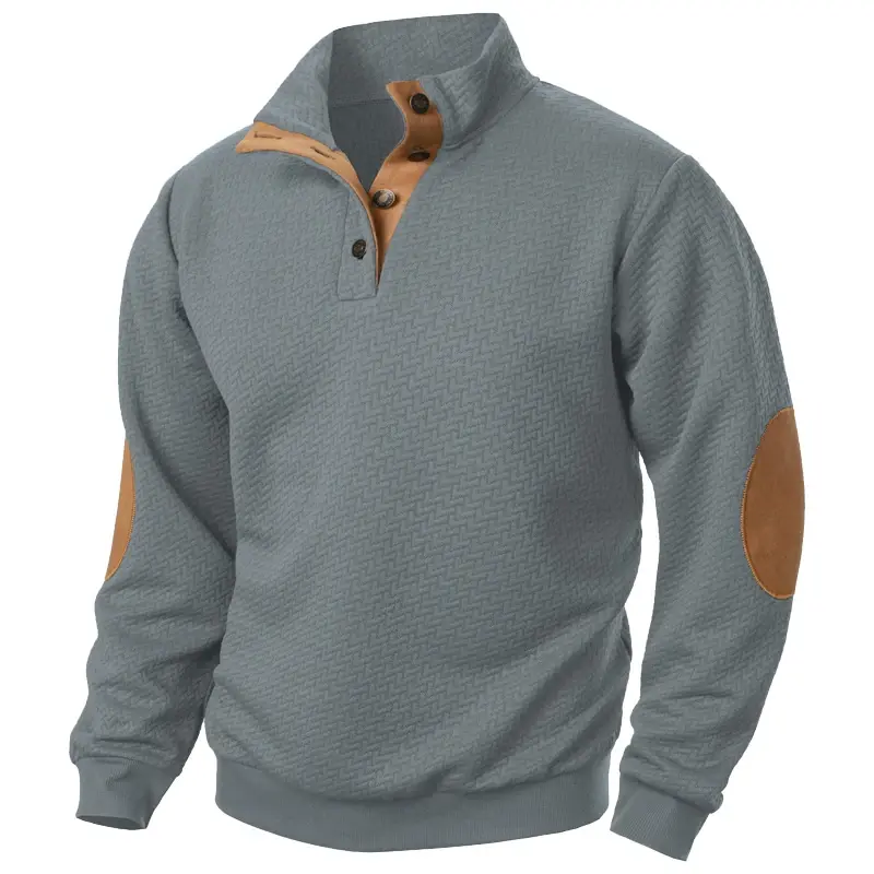 Men's Casual Jacket Coats Casual Long Sleeve Stand Collar Button Pullover Sweatshirts Outdoor Mock Neck Streetwear for Men