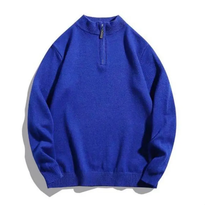Men's Quarter-Zip Sweater Pure Mock Neck Knit Long Sleeve Pullover Sweater Turtleneck Streetwear Autumn Long Sleeve Coats