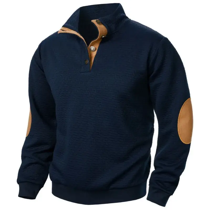 Men's Casual Jacket Coats Casual Long Sleeve Stand Collar Button Pullover Sweatshirts Outdoor Mock Neck Streetwear for Men