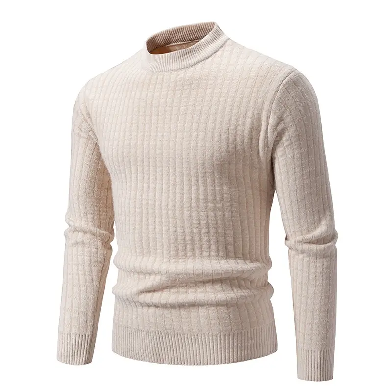 Mens Oversized Long Sleeve Mock Neck Sweater Fall Knit Pullover Sweaters Autumn Waffle Streetwear Winter Warm Jacket Coats
