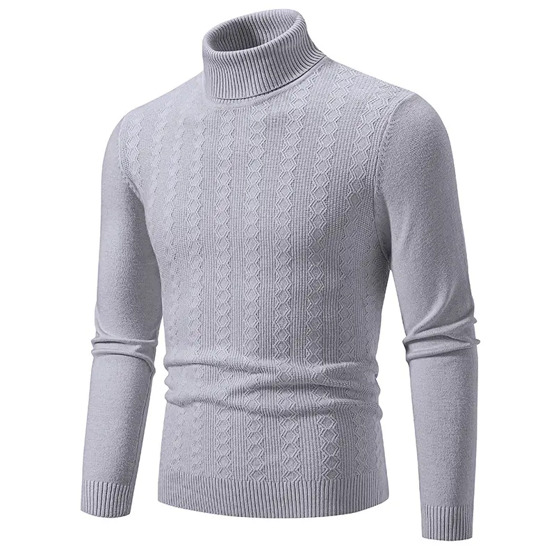 New Men's High Neck Pullover Solid Color Sweater Autumn Knitted Warm Casual Turtleneck Sweatwear Woolen Mens Winter Outdoor Tops