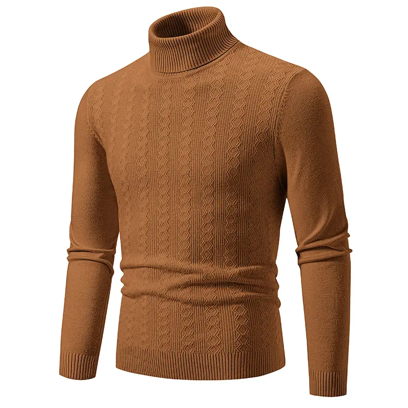 New Men's High Neck Pullover Solid Color Sweater Autumn Knitted Warm Casual Turtleneck Sweatwear Woolen Mens Winter Outdoor Tops