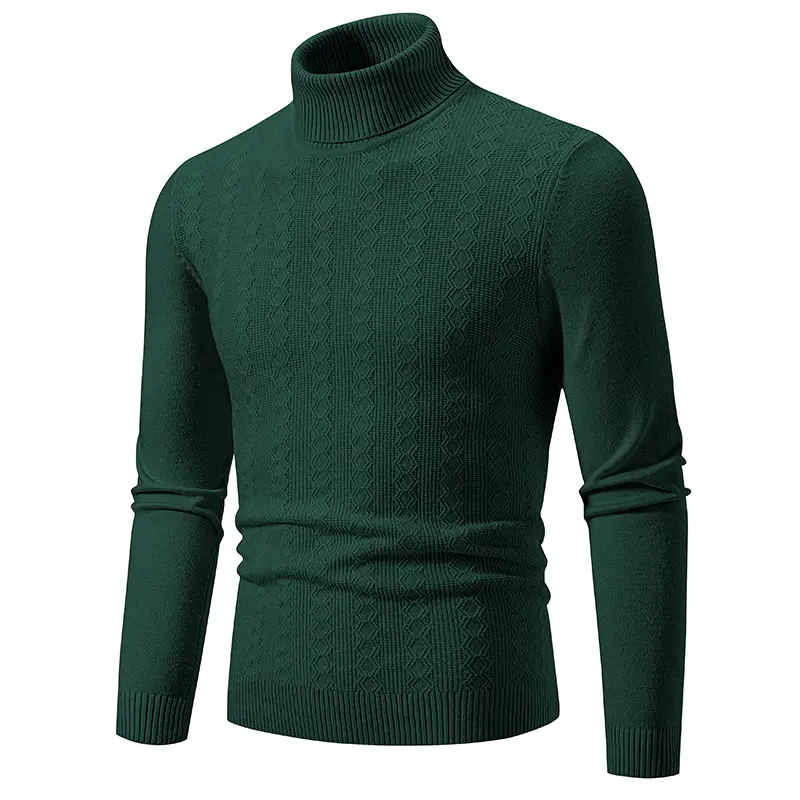New Men's High Neck Pullover Solid Color Sweater Autumn Knitted Warm Casual Turtleneck Sweatwear Woolen Mens Winter Outdoor Tops
