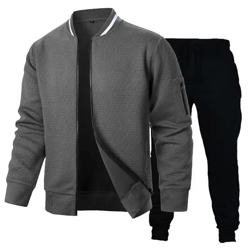 New Solid Color Sweatshirts Lightweight Jacket Varsity Bomber Pants Men's Casual Zipper Sports Hat Set  Zipper Streetwear