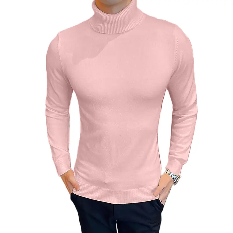 Autumn Mens Turteneck Pullover Sweaters Winter Warm Solid Color Thick Collar Knitwear Lightweight Undershirt Outdoor Streetwear