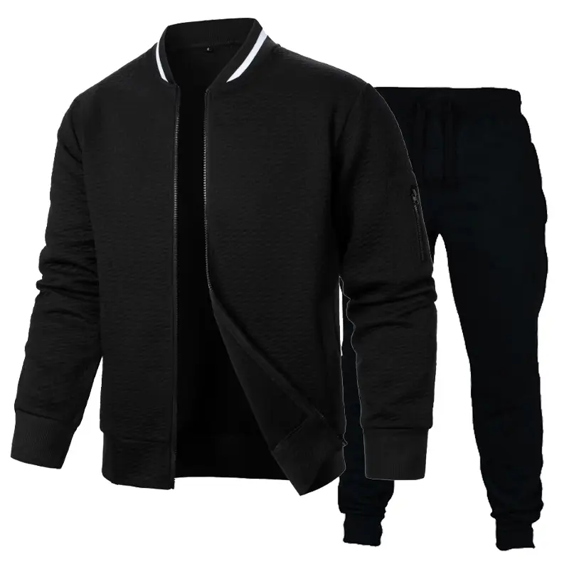 New Solid Color Sweatshirts Lightweight Jacket Varsity Bomber Pants Men's Casual Zipper Sports Hat Set  Zipper Streetwear