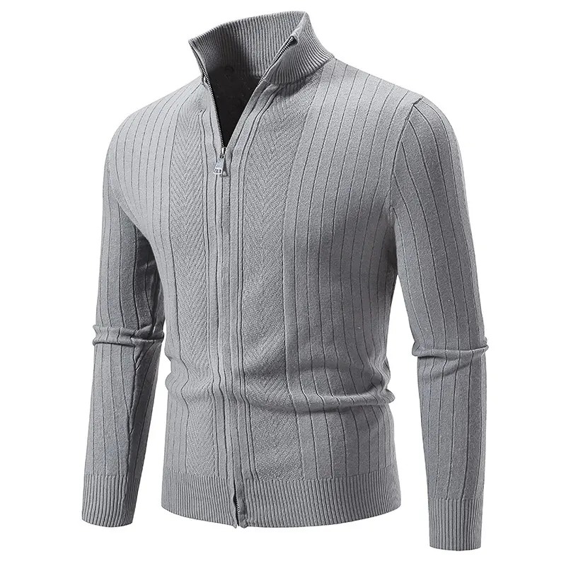 Men's Zipper Pullover Sweaters Long Sleeve Turtleneck Autumn Solid Color Sweatshirts Casual Breathable Knitted Basic Warm Coat