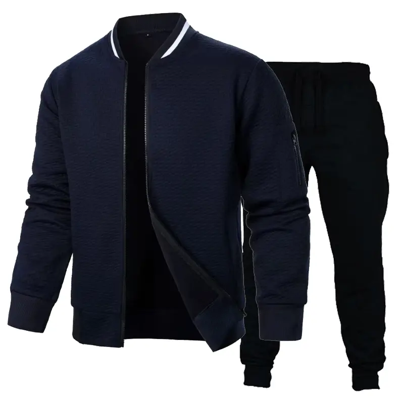 New Solid Color Sweatshirts Lightweight Jacket Varsity Bomber Pants Men's Casual Zipper Sports Hat Set  Zipper Streetwear