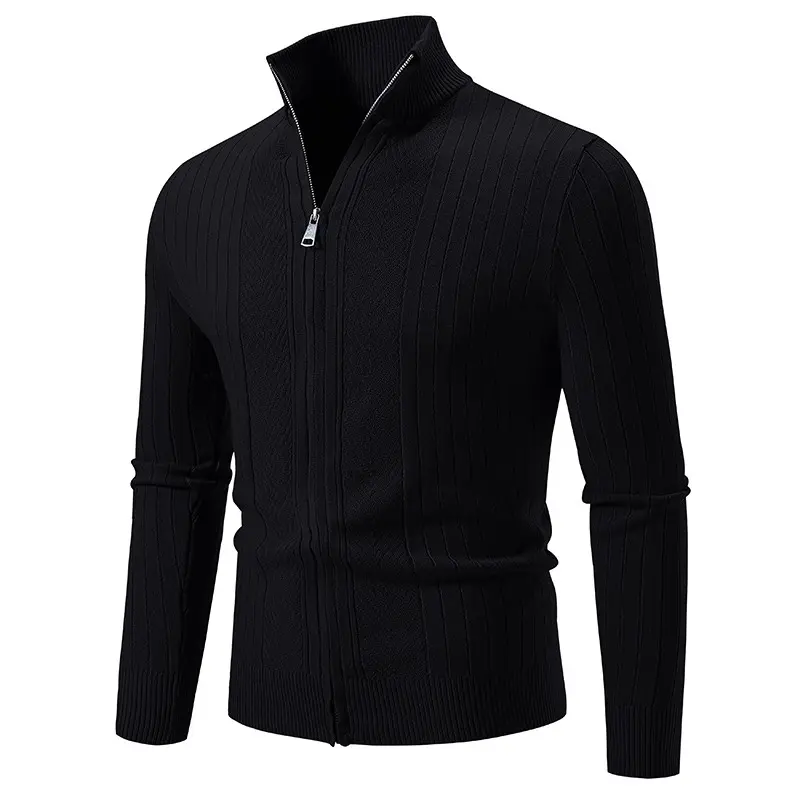 Men's Zipper Pullover Sweaters Long Sleeve Turtleneck Autumn Solid Color Sweatshirts Casual Breathable Knitted Basic Warm Coat