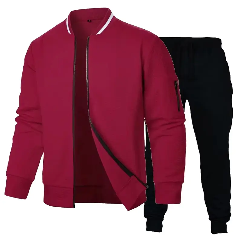 New Solid Color Sweatshirts Lightweight Jacket Varsity Bomber Pants Men's Casual Zipper Sports Hat Set  Zipper Streetwear