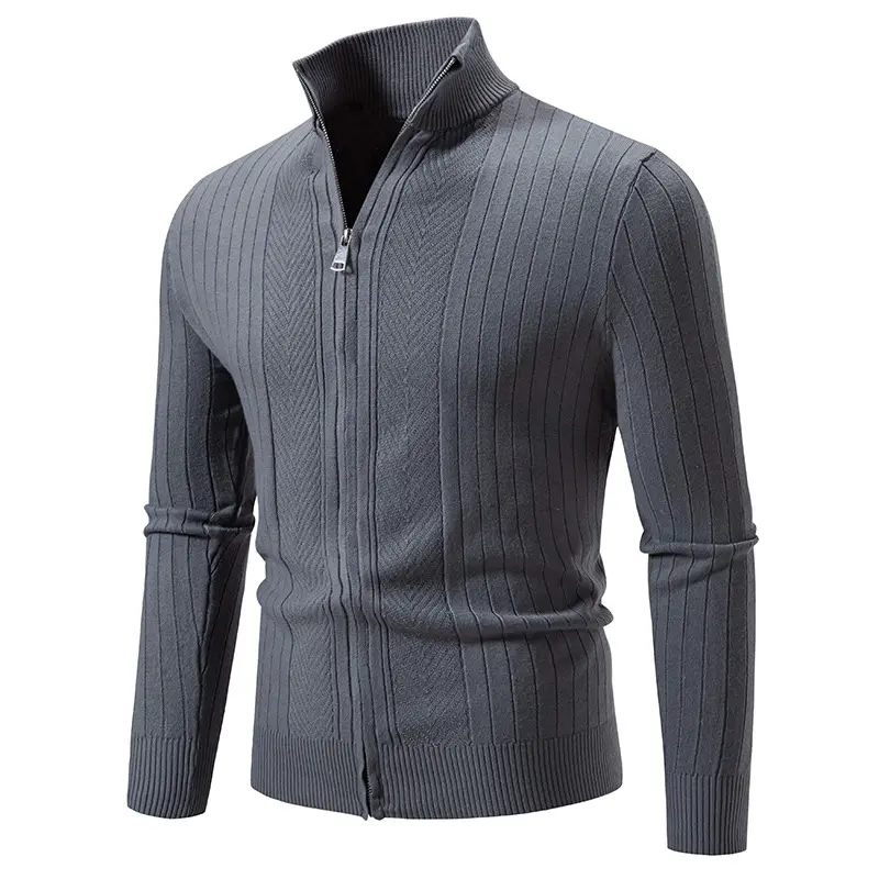 Men's Zipper Pullover Sweaters Long Sleeve Turtleneck Autumn Solid Color Sweatshirts Casual Breathable Knitted Basic Warm Coat