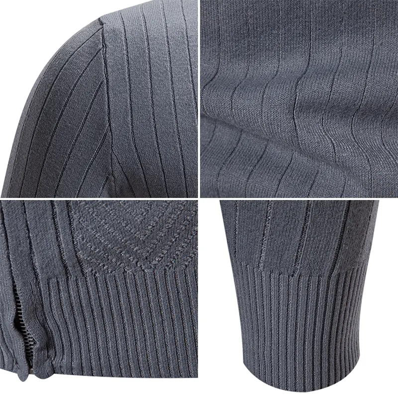 Men's Zipper Pullover Sweaters Long Sleeve Turtleneck Autumn Solid Color Sweatshirts Casual Breathable Knitted Basic Warm Coat