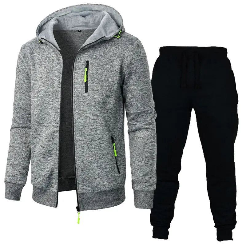 Men's Long Sleeve Sweatshirts for Men Zipper Hooded Set Oversize Warm Jacket Coat Outdoor Tracksuit Men Streetwear 2 Piece Suit