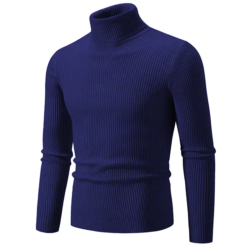 Autumn Men's Turtleneck Sweater Winter Knitted Striped Warm Outdoor Tops