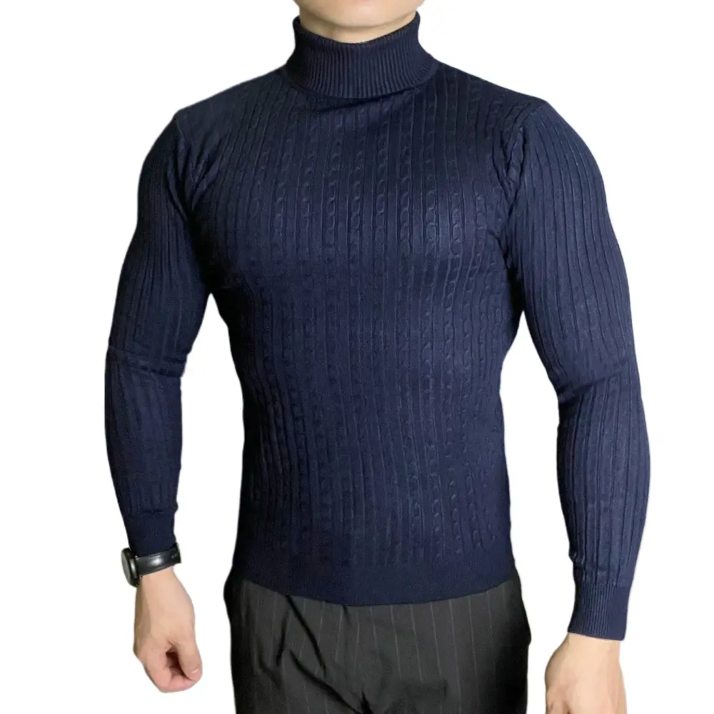 Autumn Men's Long Sleeve Knitted Sweaters Solid Color Breathable Turtleneck Pulloverr Winter Warm Sweatshirts Outdoor Streetwear