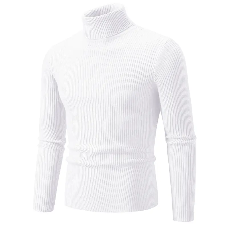 Autumn Men's Turtleneck Sweater Winter Knitted Striped Warm Outdoor Tops