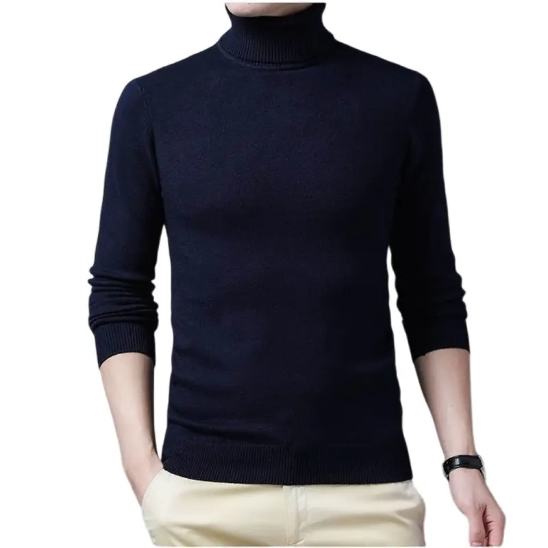 Sweatwear Men Solid Color Turtleneck Pullovers Homme Men's Winter Long Sleeve Sweater Knitted Basic Warm Top